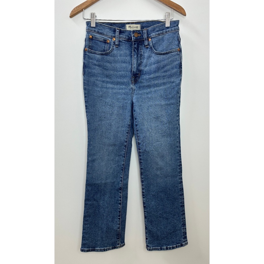 Madewell Cali Demi Boot Jeans Glenside Wash Blue Denim Size 26 Cropped Cotton - Picture 12 of 12